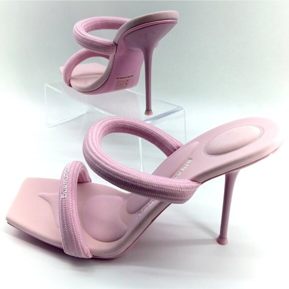 Alexander Wang Shoes - Alexander Wang Julie Pink Tubular Logo Sandals Women Heeled Slides Size 41 US11